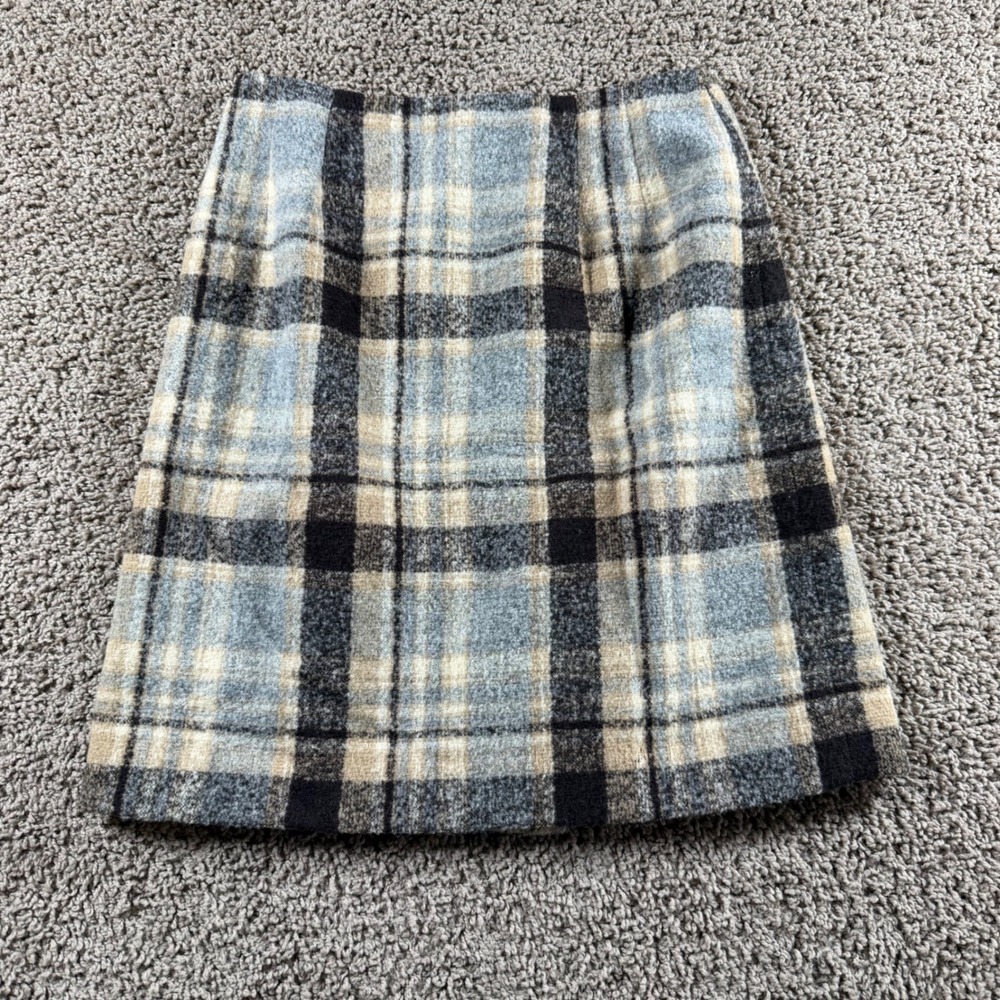 Talbots Plaid Wool Blend Pencil mini Skirt Size 4P preppy dark academia career